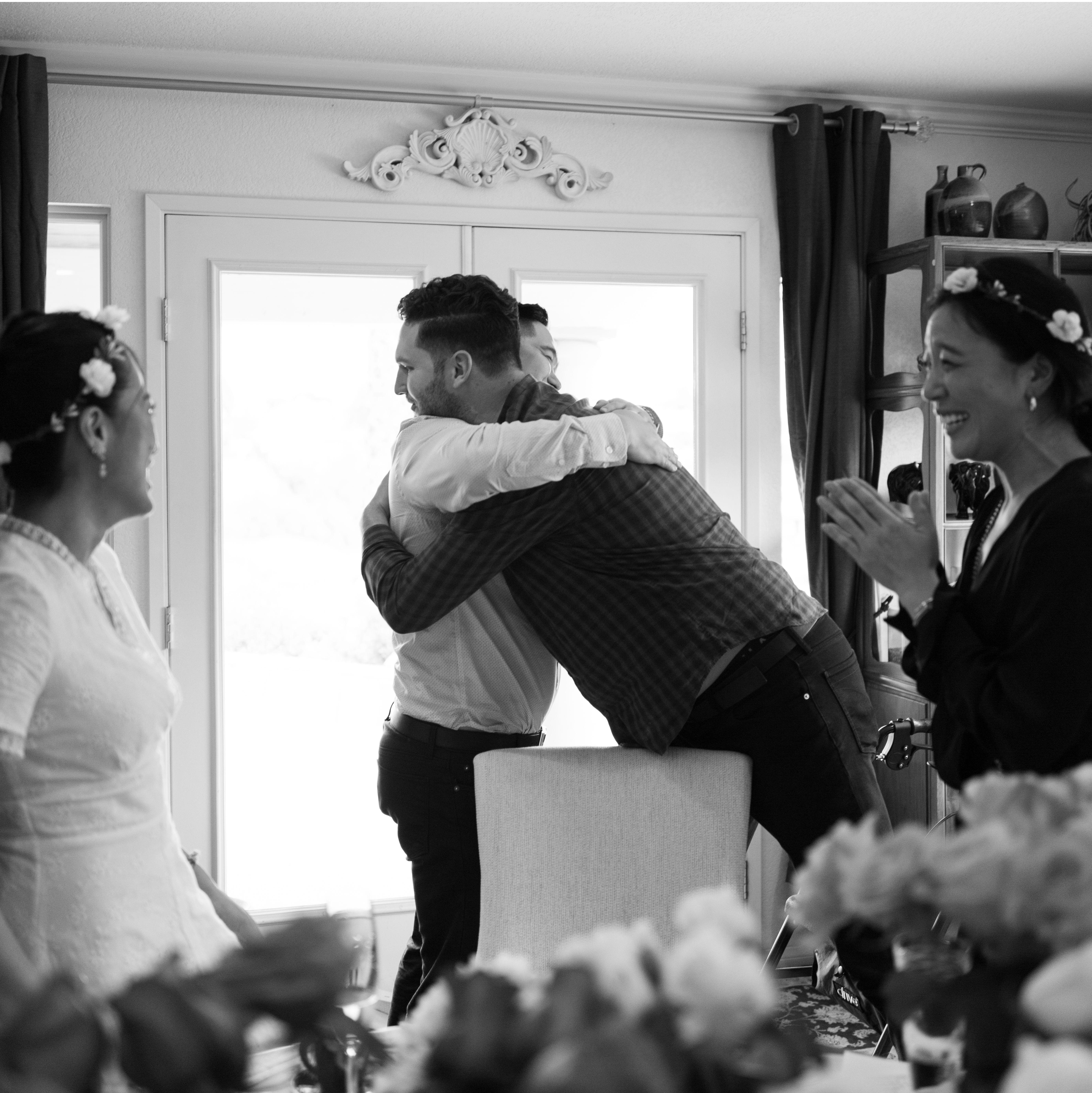 Our friends, James officiated and Jenny signed as witness for our legal marriage document.