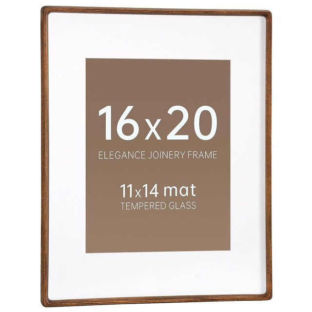 CULER 16 x 20 Picture Frame, Display Pictures 11 x 14 with Mat or 16 x 20 Without, Rustic Farmhouse Wood Photo Frame with Real Glass,Wall Gallery Photo Frames