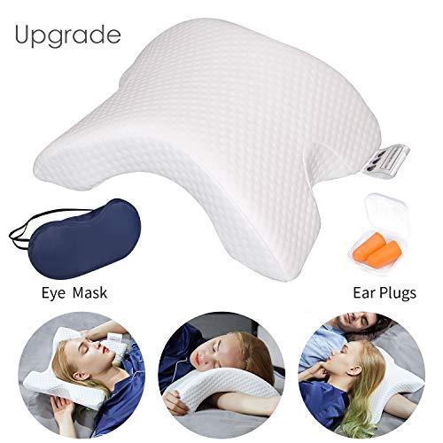LOCYOP Sleeping Pillow Slow Rebound Pressure ice Silk Memory Foam Travel Couple Arched Shaped arm U Shaped Pillow Providing Comfort and Support for The arm and Head (Eye Mask and Ear Plugs)