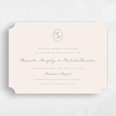 Beige Ticket Wedding Invitation - Dolores Landscape