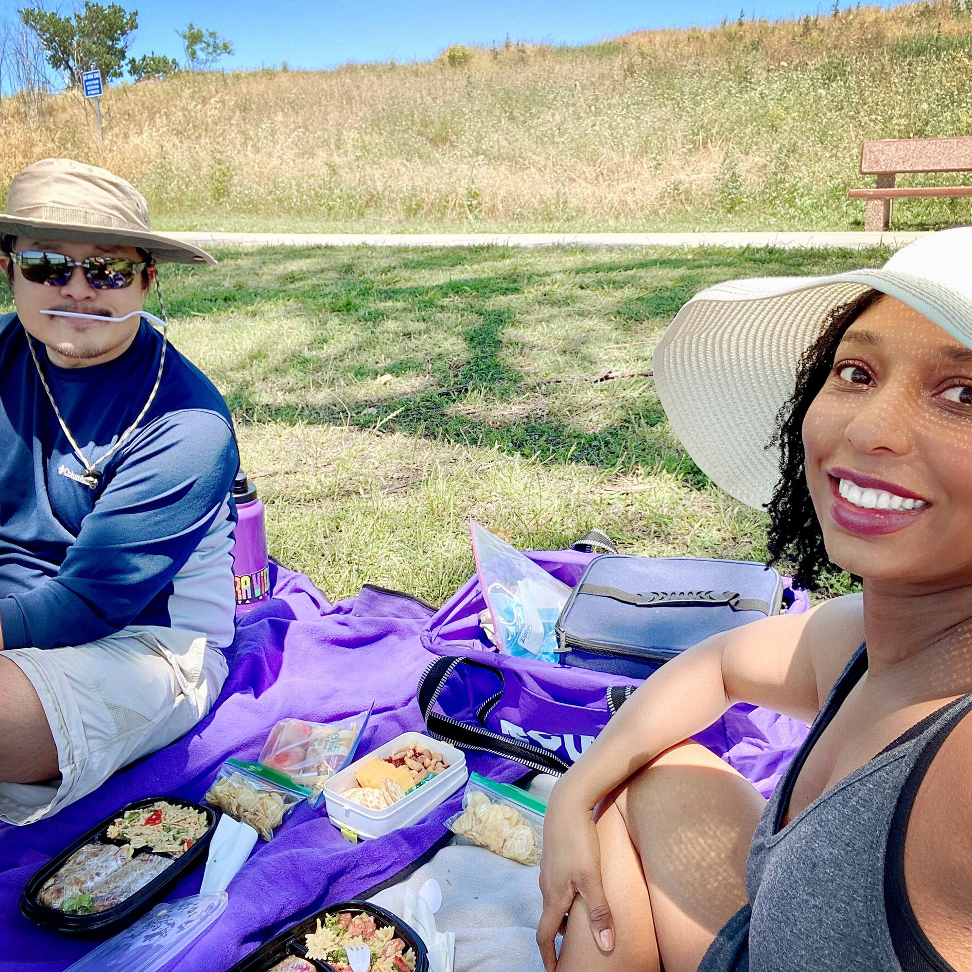 Enjoying a picnic at our favorite park.