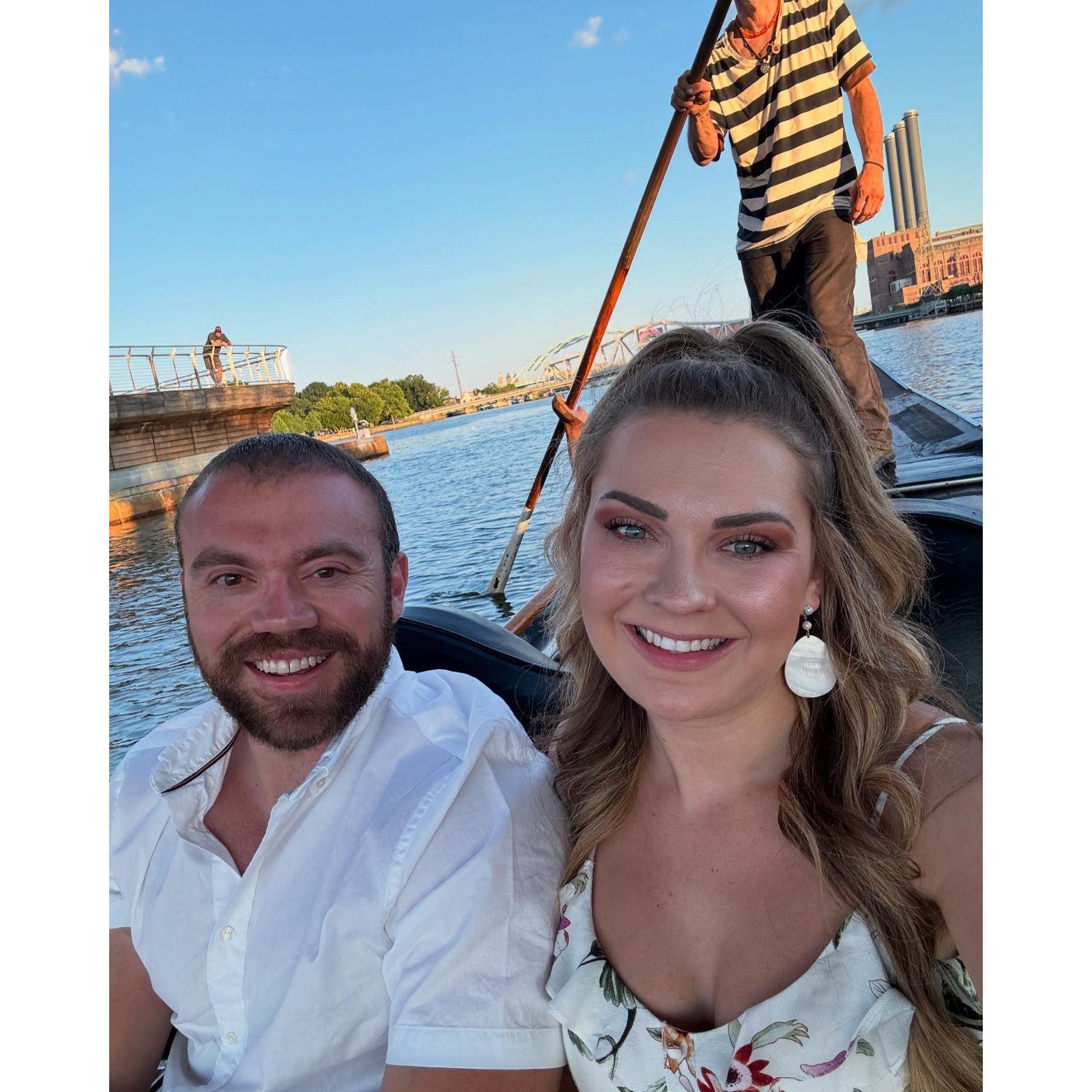 Acting like we are in Italy on a gondola ride in Rhode Island