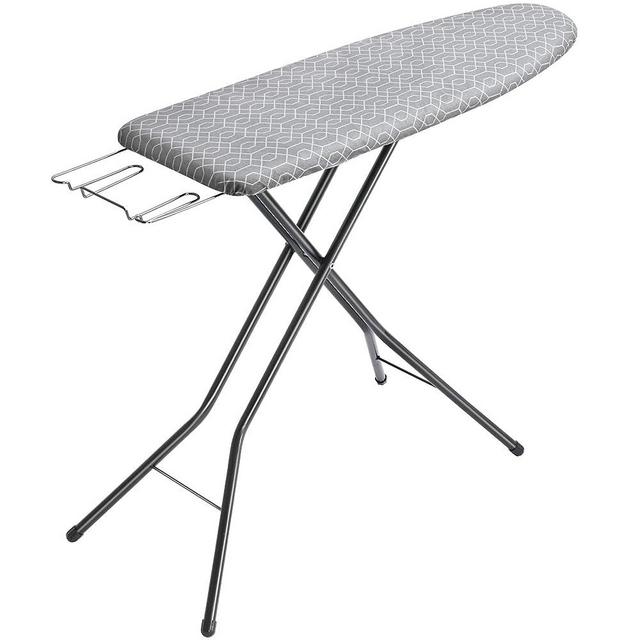 APEXCHASER Ironing Board,Extra Thick Heat Resistant Cover,Full Size Iron Board with Iron Rest,Height Adjustable, Foldable Ironing Board,Heavy Sturdy Metal Legs Iron 49x13 Grey