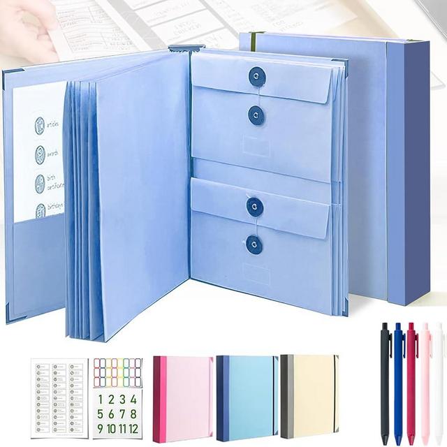 Family/Personal Important Papers Document Life Binder/Folder/Organizer Folio.in Case I Go Missing/Keepsake Certificate/Birth Document Binder Organizer,Fatalities and Folios (Blue（2in Thick）)