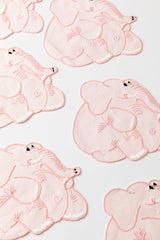 SET OF 4 PINK ELEPHANT COCKTAIL NAPKINS