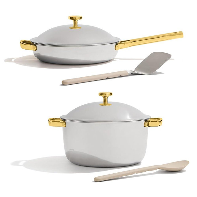 Our Place Titanium Pro Cookware Duo | 6-Piece Tri-Ply Titanium Cookware Set with Always Pan Pro & Perfect Pot Pro | Non-Toxic No-Coating Nonstick | Induction & Oven-Safe up to 750°F | Gold