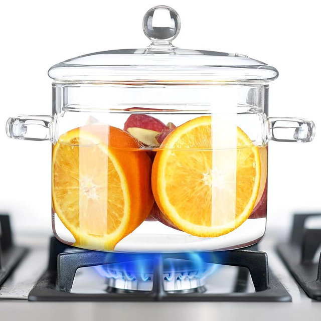 Glass Pots for Cooking on Stove, 1.5L/50OZ Simmer Potwith Lid,High Borosilicate Potpourri Simmer Pot, Heat-Resistant Safety Glass Pot for Stove, Suitable for Pasta, Soup, Milk, Fruit, Tea