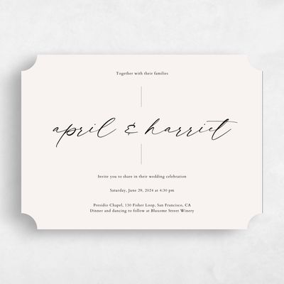 Beige Ticket Wedding Invitation - Beaulieu Landscape