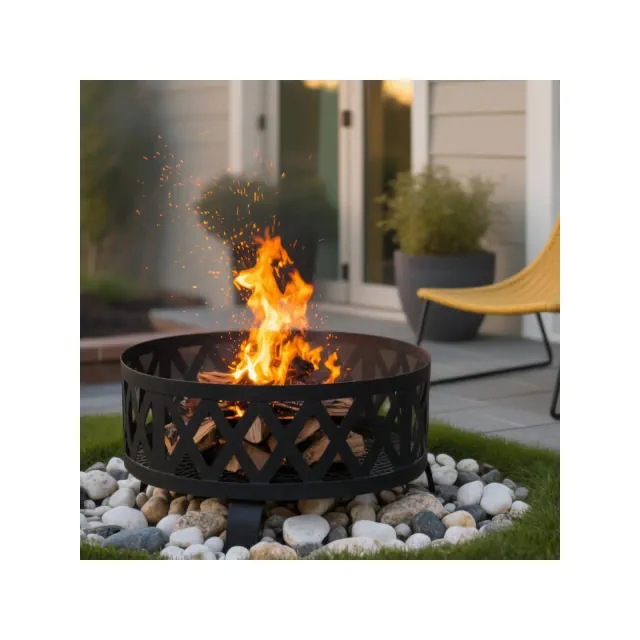 Bestier Fire Pit Ring for Outside, 36" Outdoor Fire Ring, Large Wood Burning Fire Pits Outdoor Fireplace, Bonfire Pit for Camping, Backyard, Patio