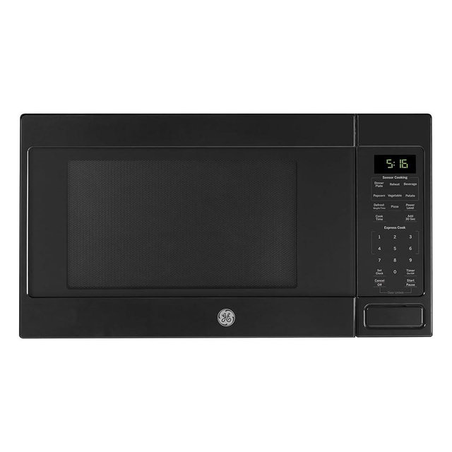 GE GCST16S1WBB Microwave Oven, 1,150-watt 8 Auto Cooking Settings, Child-Lock Technology, Kitchen Essentials for The Countertop, Dorm Room or Apartment, 1.6 Cu. Ft, Black