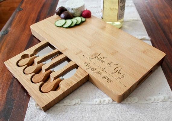 Personalized cheese board set, Custom cheese board set, Engraved cutting board, Wedding gifts, Gifts for the couple, Christmas gifts