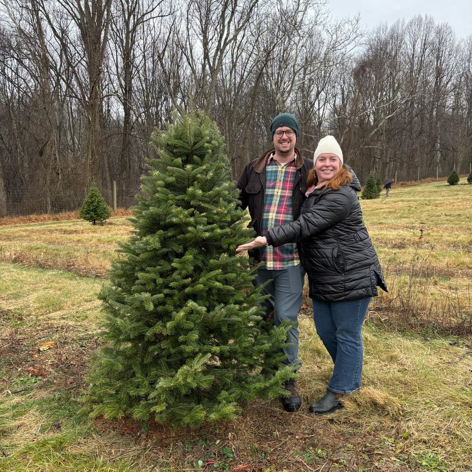 Fun fact: Teresa picks the tree and Morgan does the cutting. Management is fun (for Teresa)!