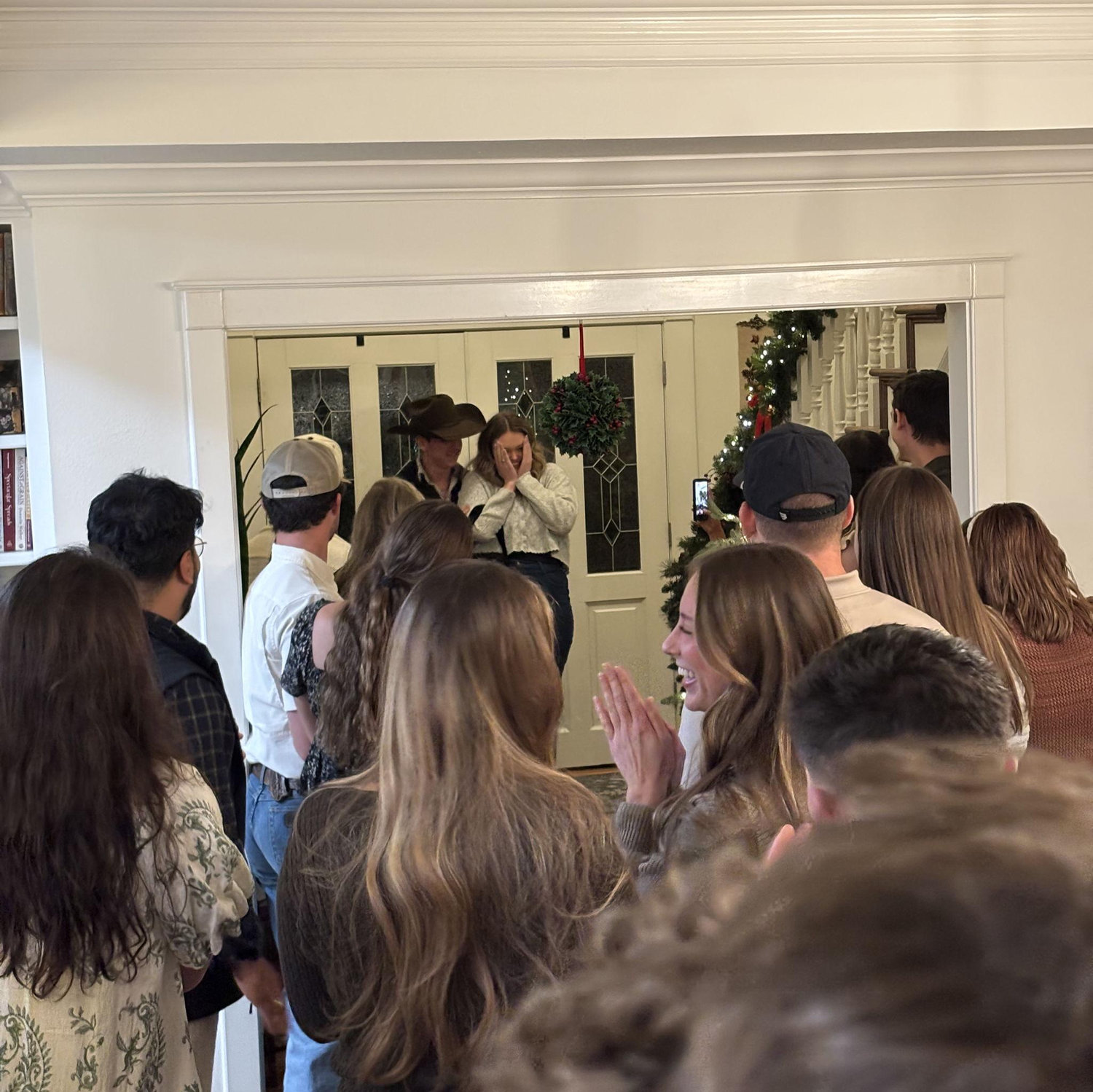 Seth had one last surprise up his sleeve. We walked through the door to a lot of our people all in one place. Mary got emotional.