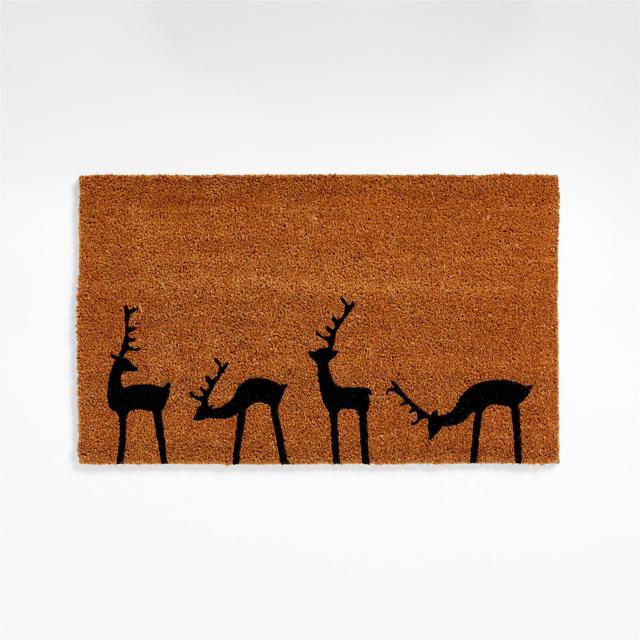 Natural & Black Reindeer Holiday Doormat 18"x30"