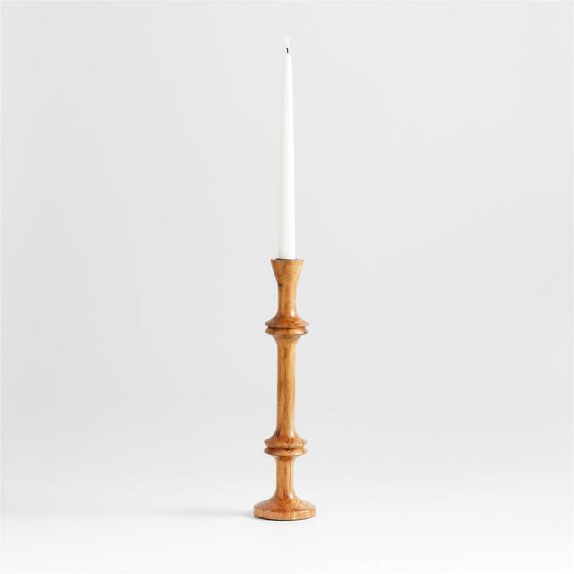 Century Natural Acacia Wood Taper Candle Holder 14.5"