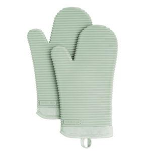KitchenAid Silicone Oven Mitt Set, Pistachio, 7.5"x13", 2 Count