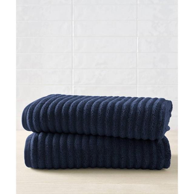 2pc Mason Low Twist Ribbed Bath Towel Set Indigo - Blue Loom