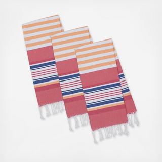Beachy Stripes Fouta Tea Towel, Set of 3