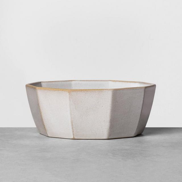 Stoneware Reactive Polygon Serve Bowl Gray - Hearth & Hand™ with Magnolia