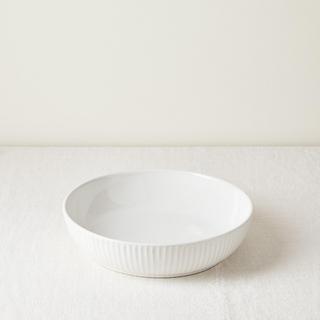 Stoneware Dinnerware Ribbed Round Serving Bowl