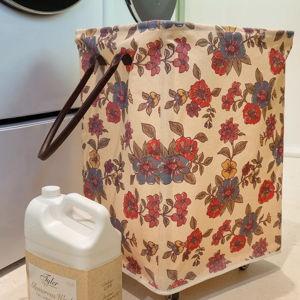 Rolling Laundry Hamper - Cream Enchanted Wildflowers