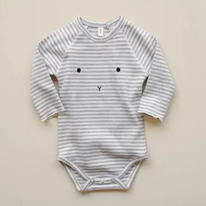 Organic Grey Stripe Bunny Bodysuit