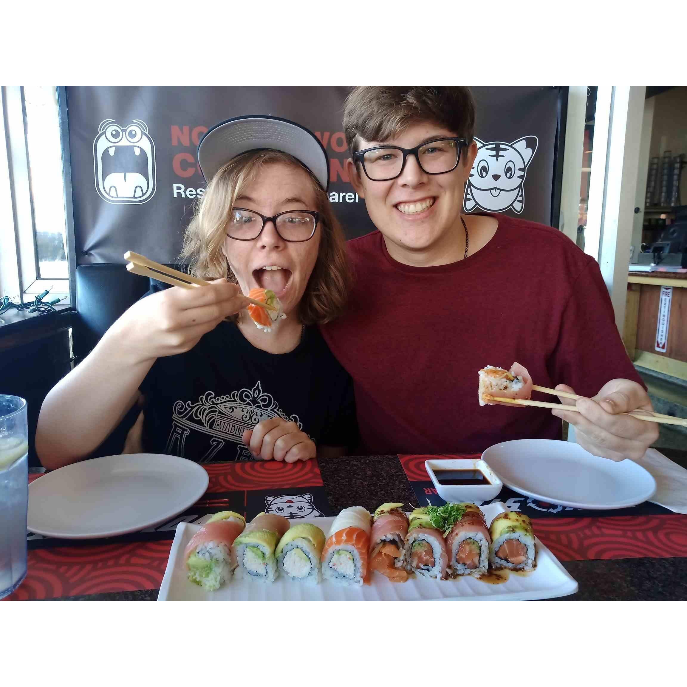 One of many sushi dates, January 2020