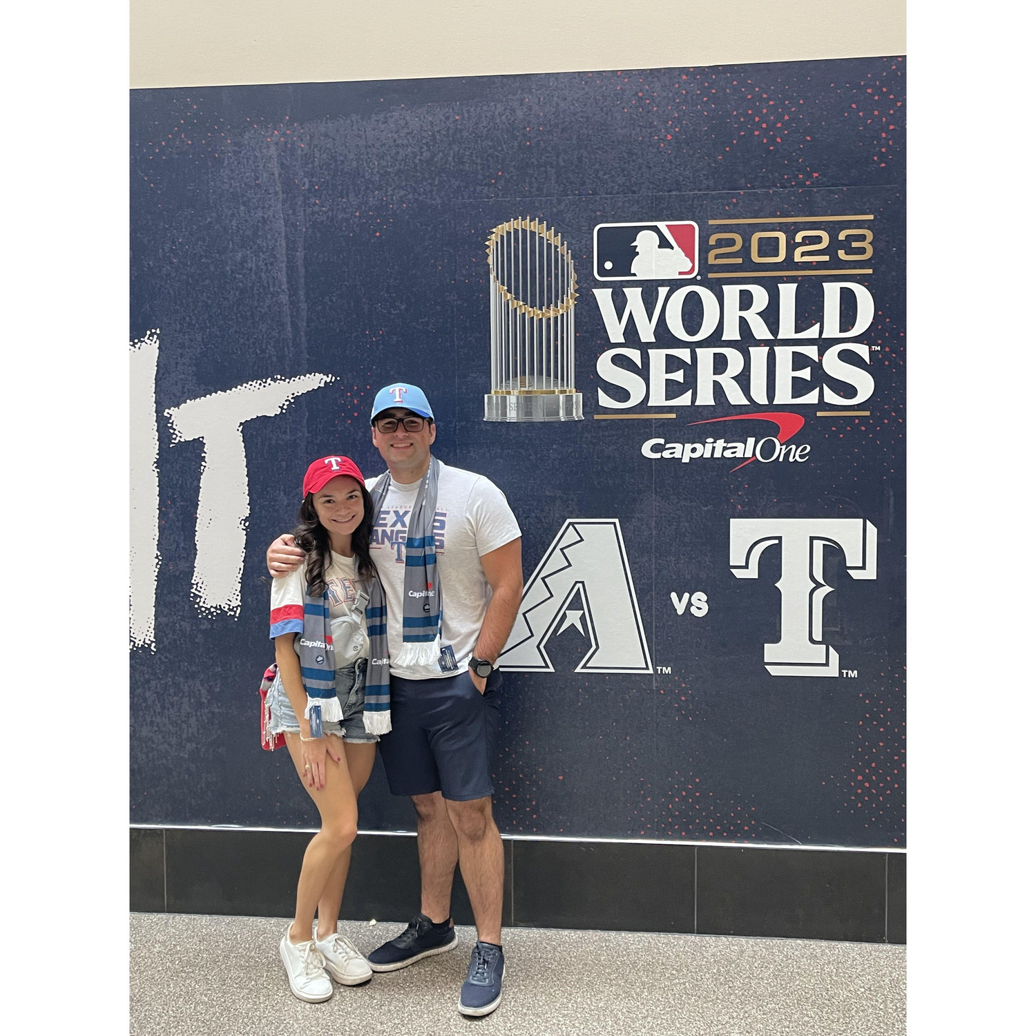 We first said "I love you" after we saw the Rangers win Game 1 of the World Series!