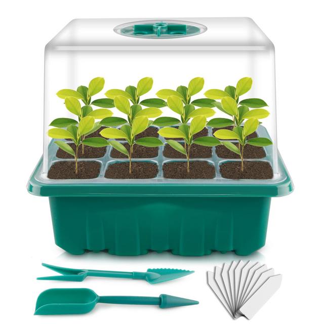 10 Packs Seed Starter Tray Kit NEWKITS ​Seed Starter Trays with Humidity Dome Plant Germination Starter Kit for Greenhouse Grow Germination Seeds Growing Starting(120 Cells Total Tray)