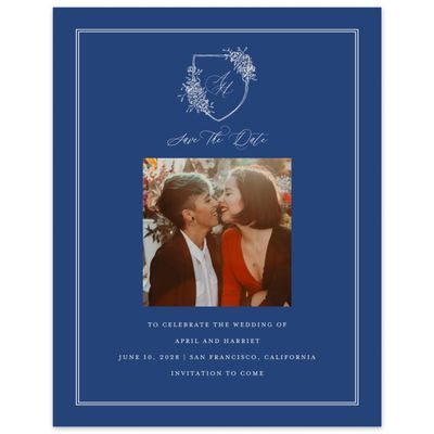 Light Navy, Blue Wedding Digital Save the Date - Joya Portrait