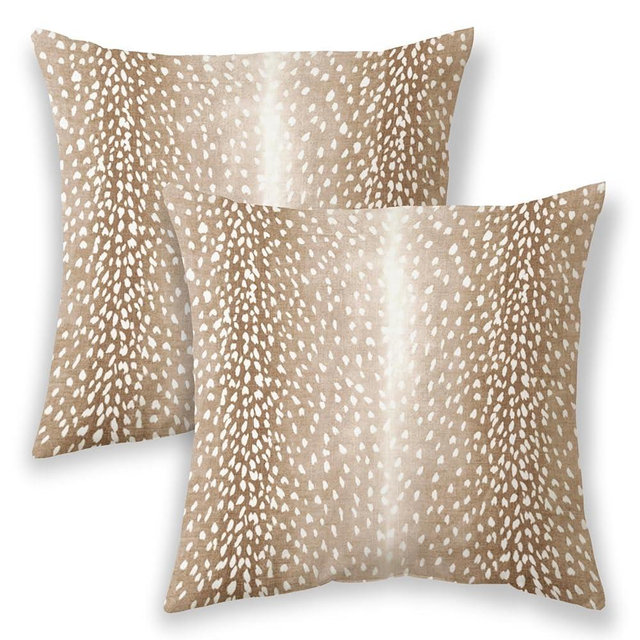 Sorktse Brown Antelope Pillow Covers 20x20 Inch Set of 2 Deer Animal Skin Print Throw Pillows Outdoor Decorative Modern Antelope Pillowcase Cotton Cushion Cases for Bed Sofa Couch