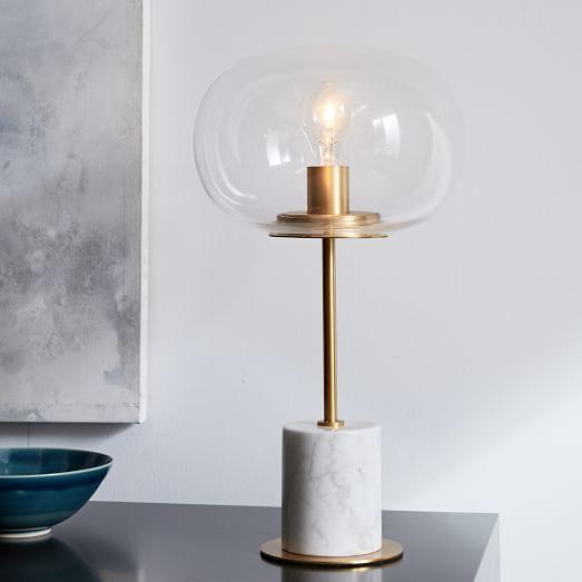 Balloon Glass Table Lamp - White Marble