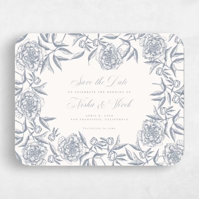 Grey Rounded Wedding Save the Date - Pivoine Landscape