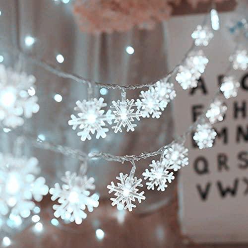 Christmas Lights, Snowflake String Lights 19.6 ft 40 LED Fairy Lights Battery Operated Waterproof for Xmas Garden Patio Bedroom Party Decor Indoor Outdoor Celebration Lighting