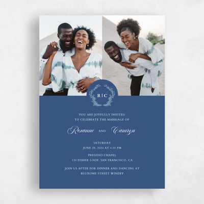 Royal Blue Wedding Invitation - Eleanora Multiphoto