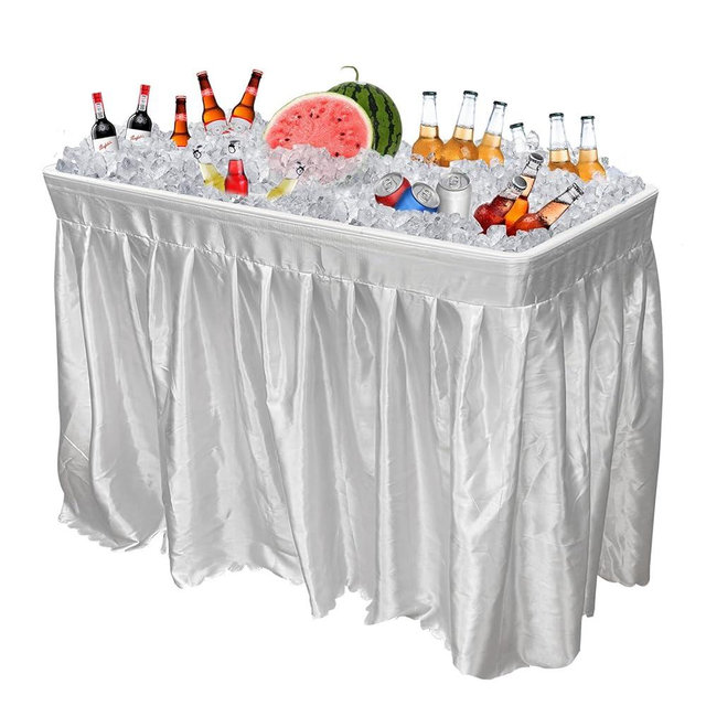 GUAGUA Ice Cooler Table - Portable Bar Table for Events Outdoor Cooler Stand with Drain for Parties Drink Foldable Picnic Table Party