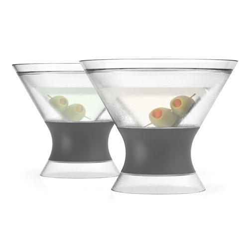 Host Insulated Plastic Cocktail Tumbler Freeze Stemless Martini, 9 oz, Grey