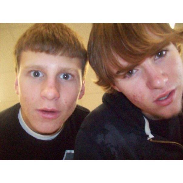 Kyle and his groomsman Pat back in the day