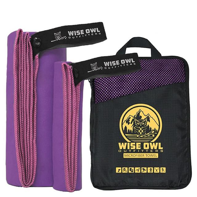 Wise Owl Outfitters Camping Travel Towel - Ultra Soft Compact Quick Dry Microfiber Fast Drying Fitness Beach Hiking Yoga Travel Sports Backpacking