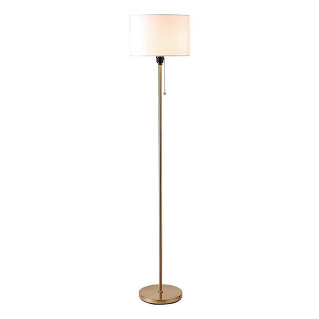 O’Bright Ted - Drum Shade Standing Lamp, Pull Chain Switch, E26 Socket, Modern Minimalist Design, Simple Floor Lamp for Living Room, Bedroom, Office, Antique Brass