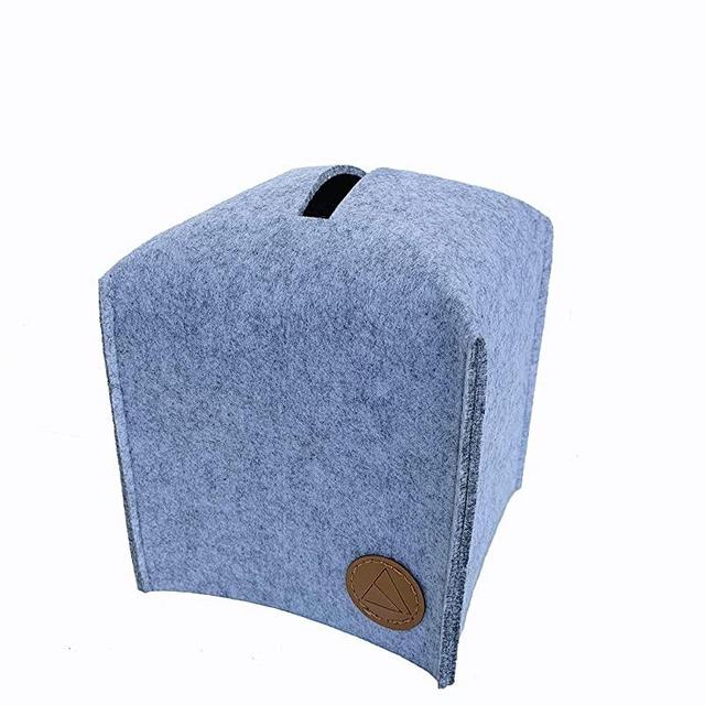 Landas Supply Felt Tissue Box Cover, Square Slide Out Facial Tissue Cover for Bathroom Vanity Countertops, Bedroom Dressers, Night Stands, Desks and Tables (Light Grey)