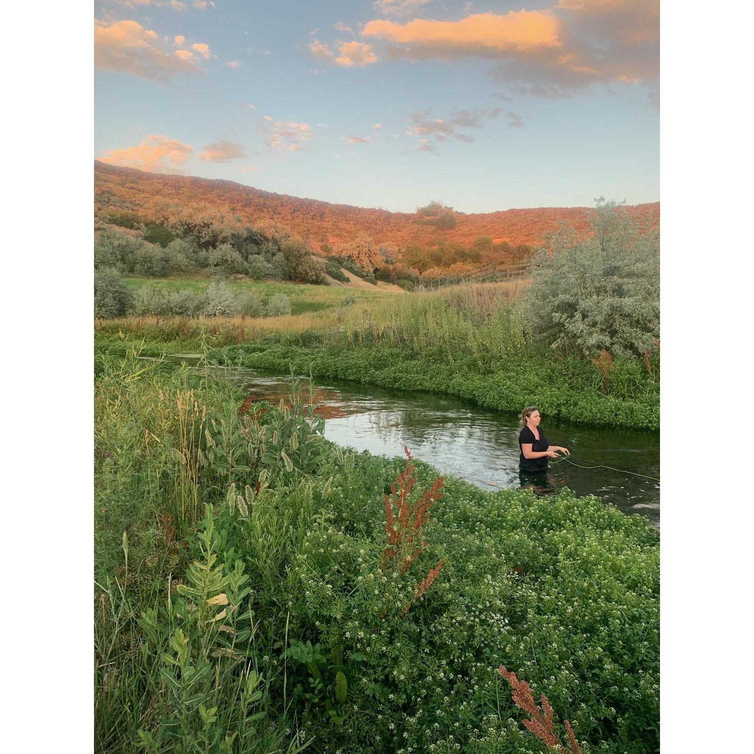 Branden teaching me how to fly fish!