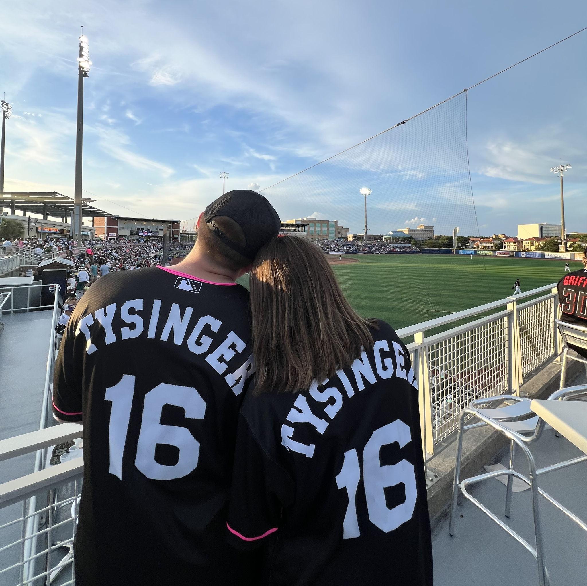 First game with our matching jerseys at the Pensacola Blue Wahoos