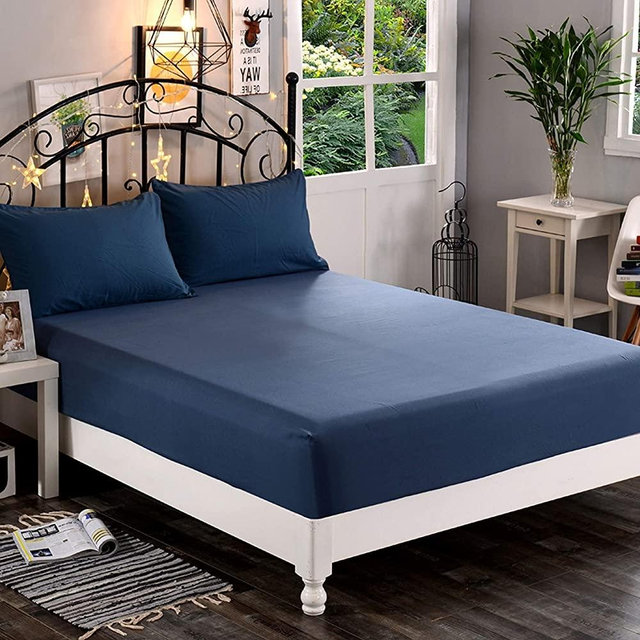 Premium Hotel Quality 1-Piece Fitted Sheet, Luxury & Softest 1500 Thread Count Egyptian Quality Bedding Fitted Sheet Deep Pocket up to 16 inch, Wrinkle and Fade Resistant, Queen, Navy Blue