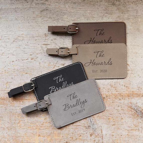 Pair (2) Personalized Wedding Luggage Tags by Lifetime Creations: Bride Groom Luggage Tags, Honeymoon Luggage Tags, Wedding Gift, SHIPS FAST