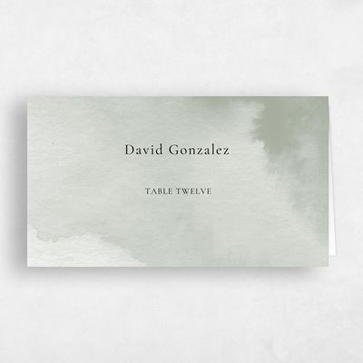 Green Typography Wedding Place Card - Livonia