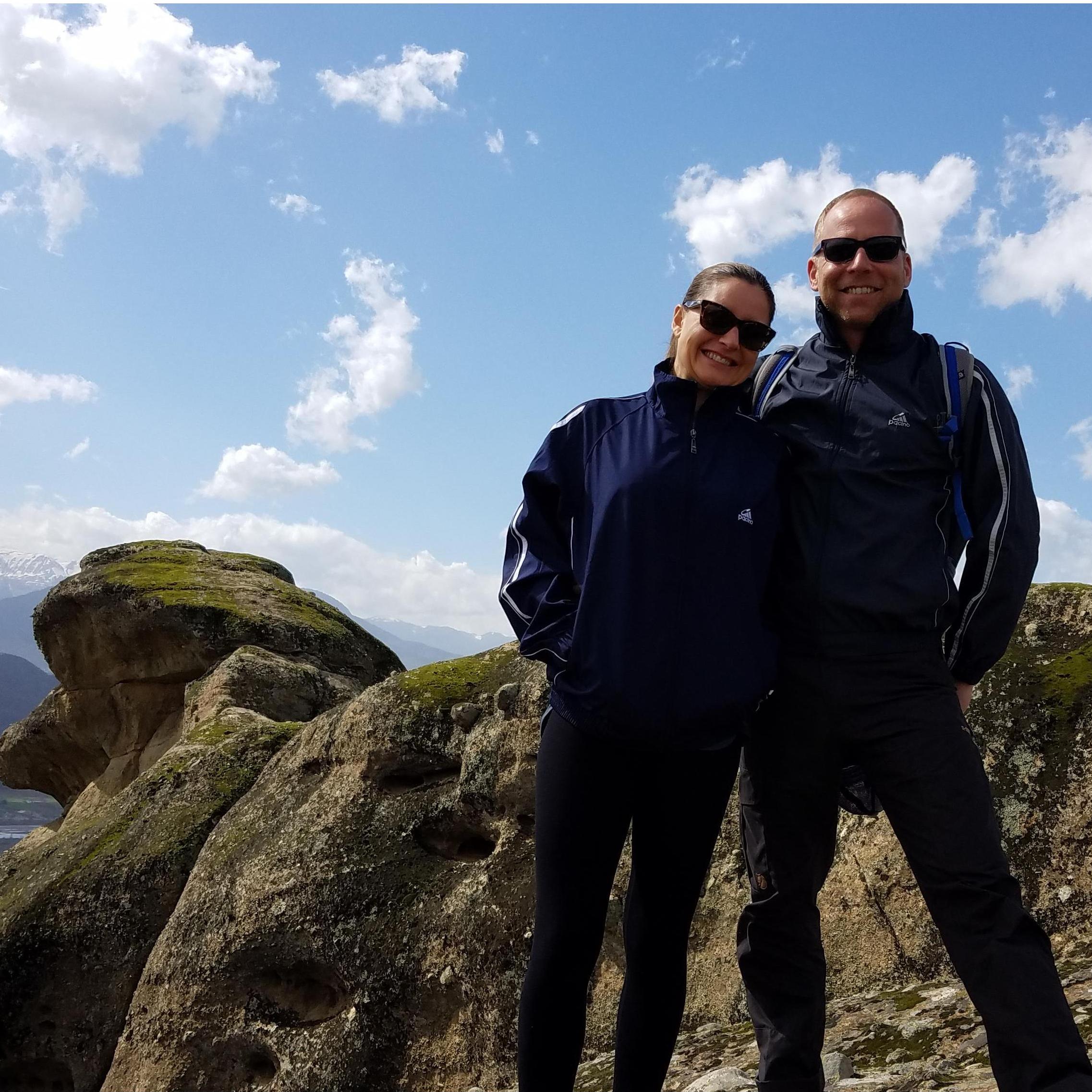 We both forgot raincoats for Greece... but now we have matching Euro track-suits!  2018