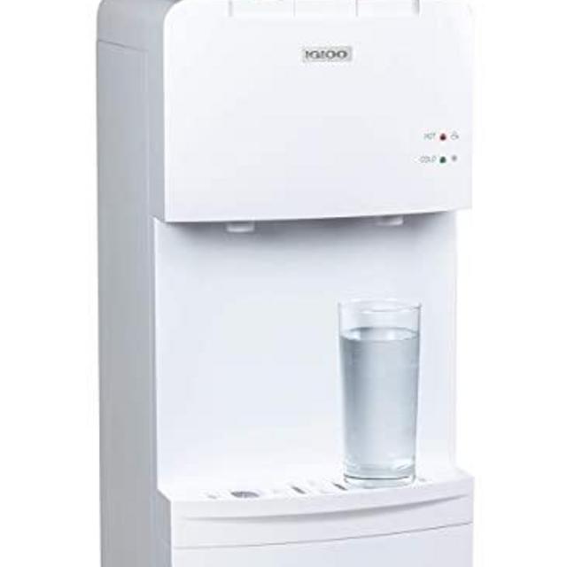 Igloo IWCTL352CHWH Hot & Cold Top-Loading Water Cooler Dispenser, Holds 3 & 5 Gallon Bottles, Child Safety Lock, Perfect For Homes, Kitchens, Offices, Dorms, White