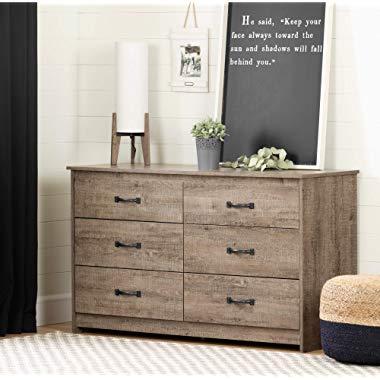 South Shore 12231 Tassio 6-Drawer Double Dresser Weathered Oak