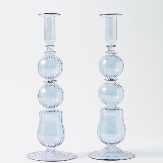 Mrs. AliceSet of two handblown glass candle holders